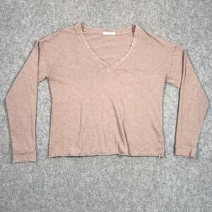 Perfectwhitetee Heathered Brown Long Sleeve V-Neck T-Shirt Women's Size Large